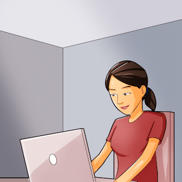 Woman working at a laptop